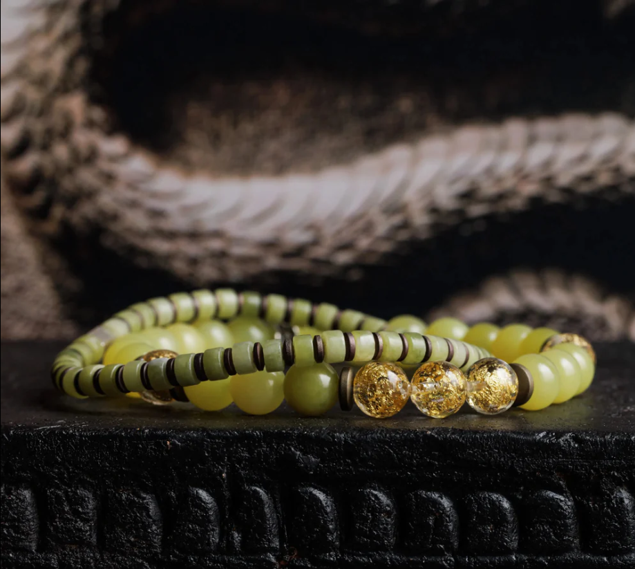 Lemon Jade & Gold Foil Prosperity Bracelet