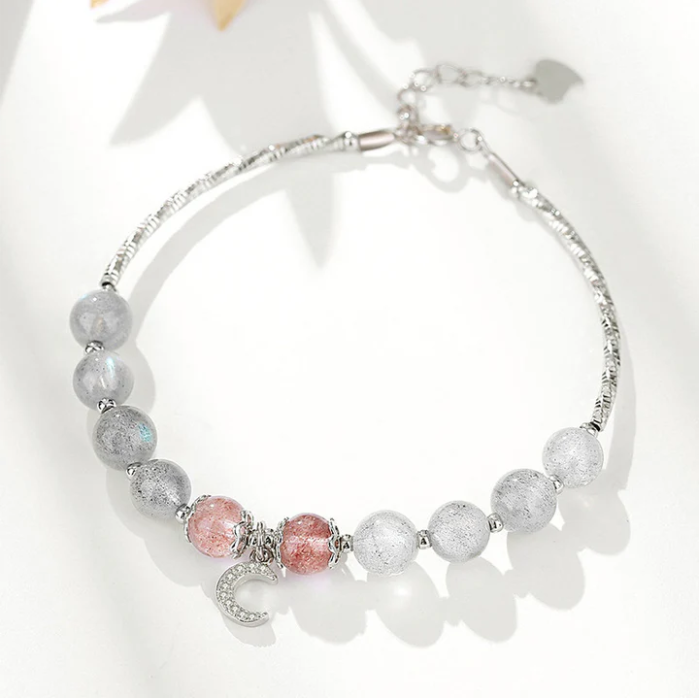 Moonstone & Strawberry Quartz Love Energy Bracelet