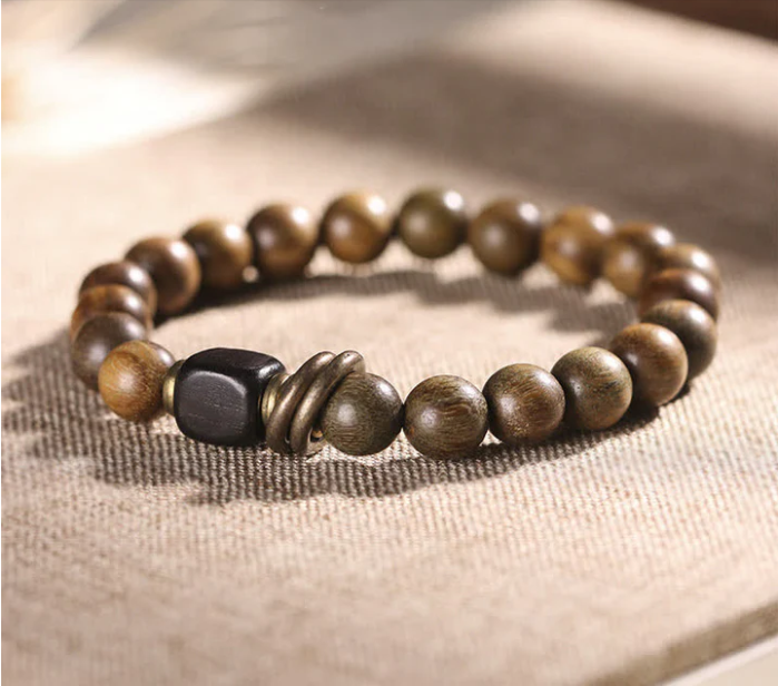 Green Sandalwood & Obsidian Balance Bracelet